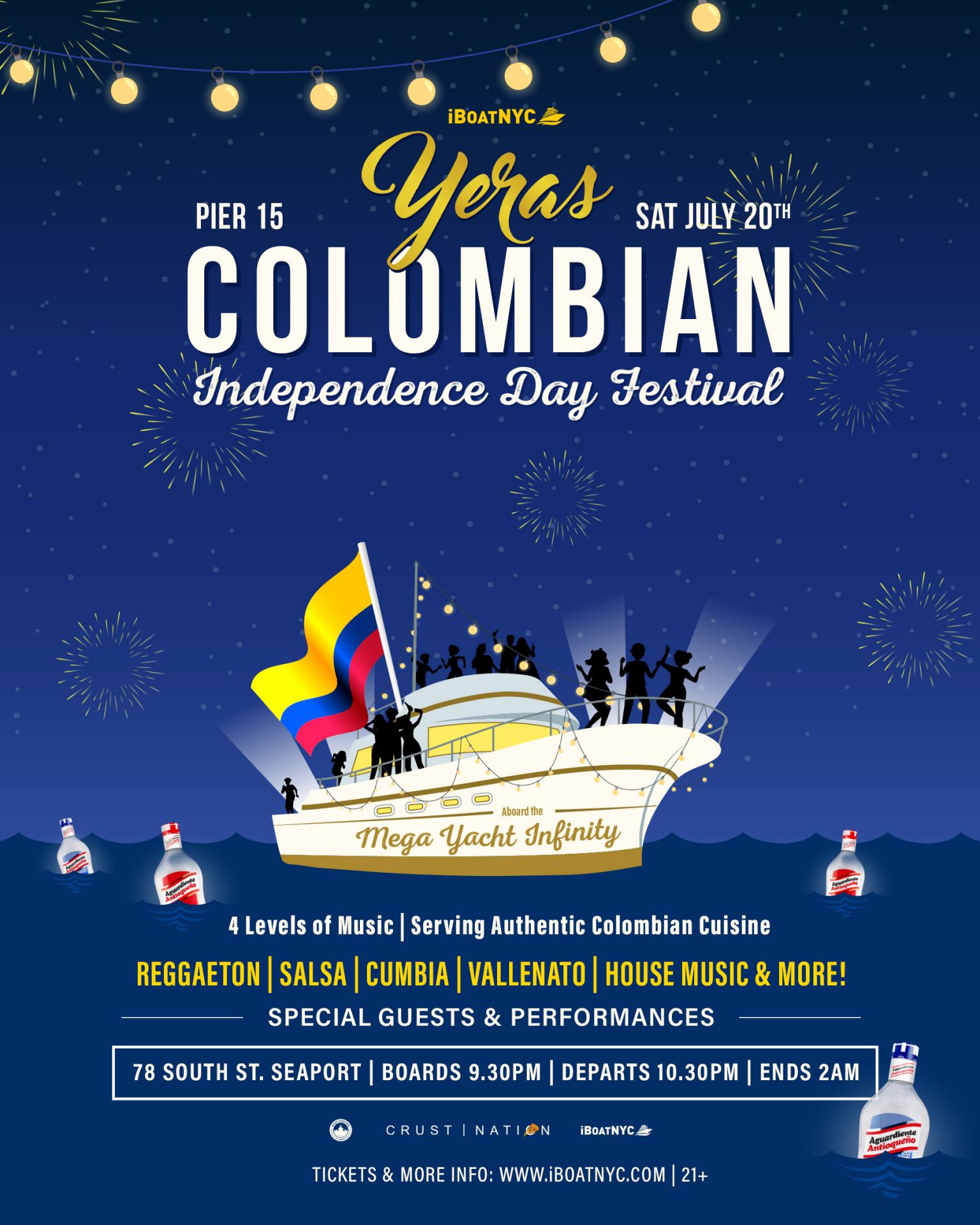 YERAS Colombian Independence Day Festival | Mega Yacht Infinity Party