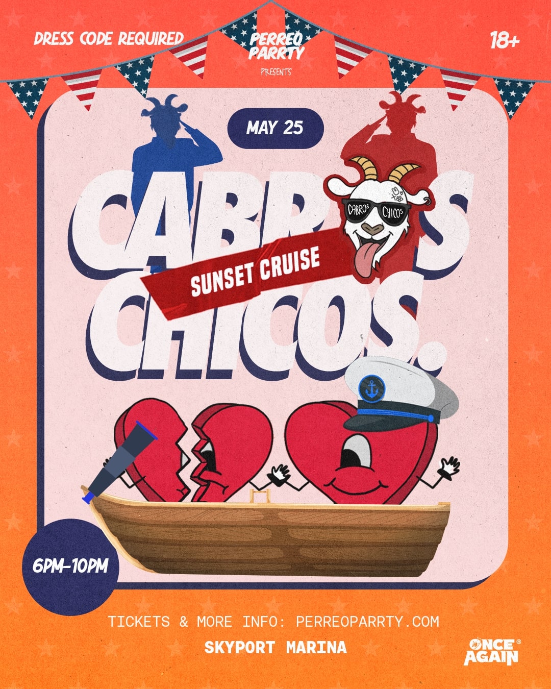 Cabros Chicos 18+ Latin & Hip-Hop Sunset Boat Party (Two Floors of Music)
