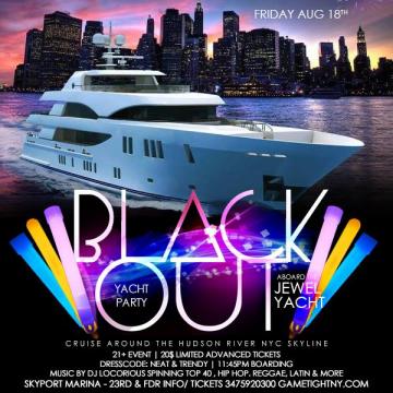 Skyport Marina Jewel Yacht NYC Blackout Yacht Party