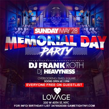 Lovage NYC MDW Memorial Day Weekend 2017 Everyone FREE