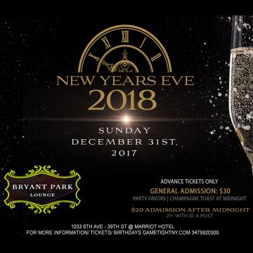 Bryant Park Lounge New Years Eve NYE 2018