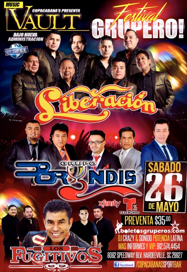 Buy tickets for FESTIVAL GRUPERO! LIBERACION | GRUPO BRYNDIS | LOS FUGITIVOS FESTIVAL GRUPERO! LIBERACION | GRUPO BRYNDIS | LOS FUGITIVOS