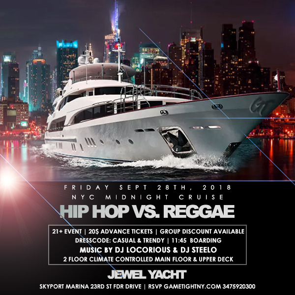 NYC Hip Hop vs. Reggae Yacht Party at Skyport Marina Jewel Yacht 