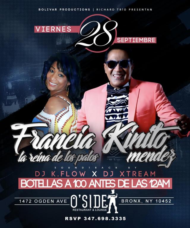 Buy tickets for Kinito Mendez & Franeia La Reina de Los Palos Kinito Mendez & Franeia La Reina de Los Palos