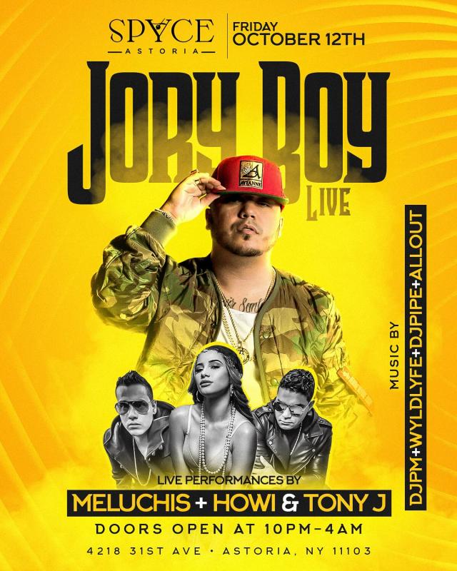 Oct 12th Friday JORY BOY LIVE @ Spyce Astoria