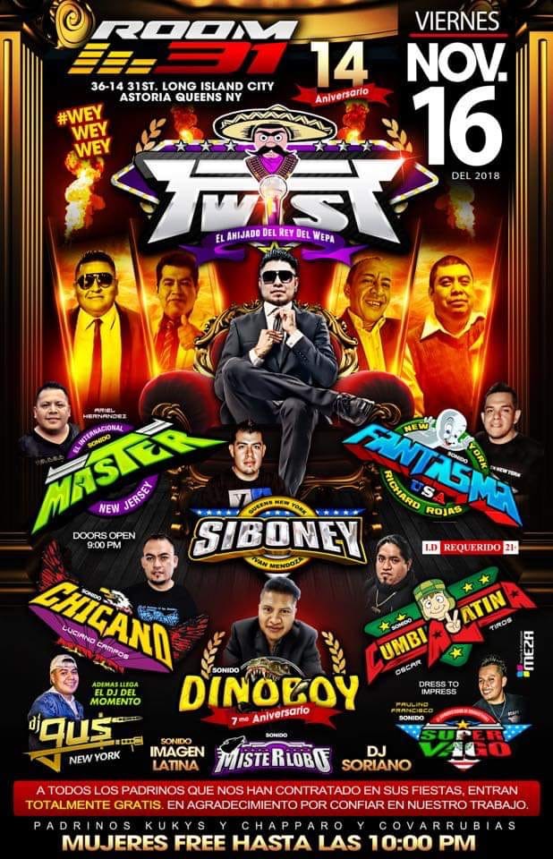 TWIST,  SONIDO MASTER,  SIBONEY,  FANTASMA,  SONIDO CHICANO,  CUMBIA LATINA, SUPER VAGO,  SONIDO DINOBOY,  SONIDO MISTER LOBO,  DJ GUS