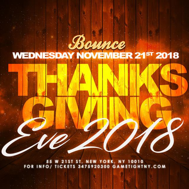 Bounce NYC Thanksgiving Eve Party 2018 