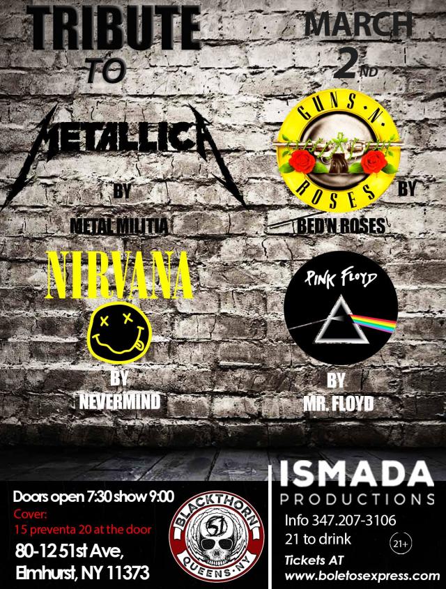 Tribute to Metallica, Guns N' Roses, Nirvana and Pink Floyd