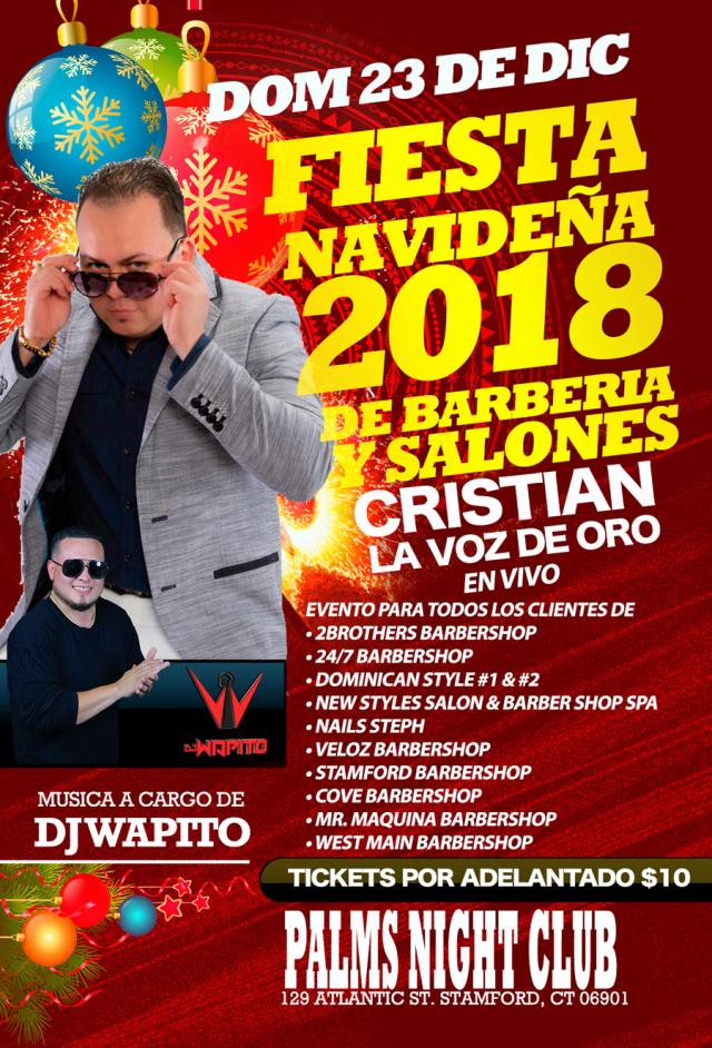 Buy tickets for FIESTA NAVIDEÑA 2018 DE BARBERIAS Y SALONES, CON LA VOZ DE CRISTIAN LA VOZ DE ORO EN VIVO! FIESTA NAVIDEÑA 2018 DE BARBERIAS Y SALONES, CON LA VOZ DE CRISTIAN LA VOZ DE ORO EN VIVO!