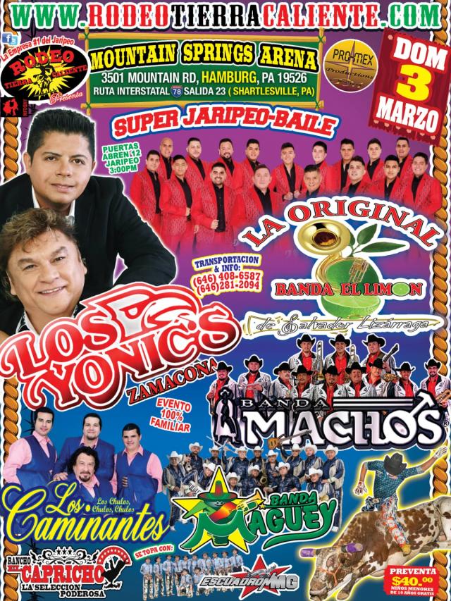 SUPER JARIPEO-BAILE, LOS YONICS, LA ORIGINAL BANDA EL LIMON, BANDA MACHOS, LOS CAMINANTES