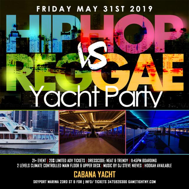 NYC Hip Hop vs. Reggae Yacht Party at Skyport Marina Cabana Yacht