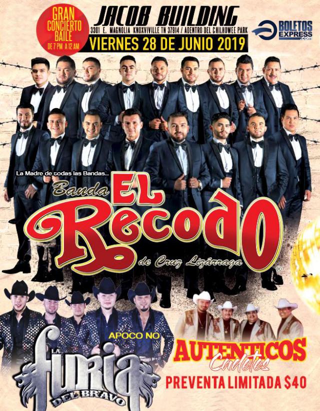 Buy tickets for Banda El Recodo, Furia Del Bravo, Autenticos de Cadetes Banda El Recodo, Furia Del Bravo, Autenticos de Cadetes