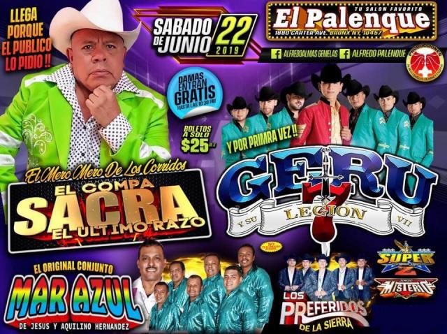 Buy tickets for EL COMPA SACRA, GERU Y SU LEGION 7 & EL ORIGINAL CONJUNTO MAR AZUL EL COMPA SACRA, GERU Y SU LEGION 7 & EL ORIGINAL CONJUNTO MAR AZUL