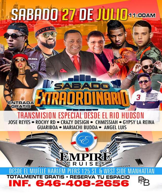 Buy tickets for SABADO EXTRAORDINARIO TRANSMISION ESPECIAL DESDE EL RIO HUDSON SABADO EXTRAORDINARIO TRANSMISION ESPECIAL DESDE EL RIO HUDSON
