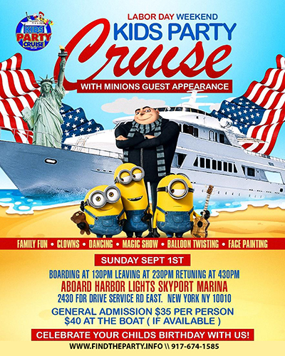 Minions labor day Kids Party Cruise