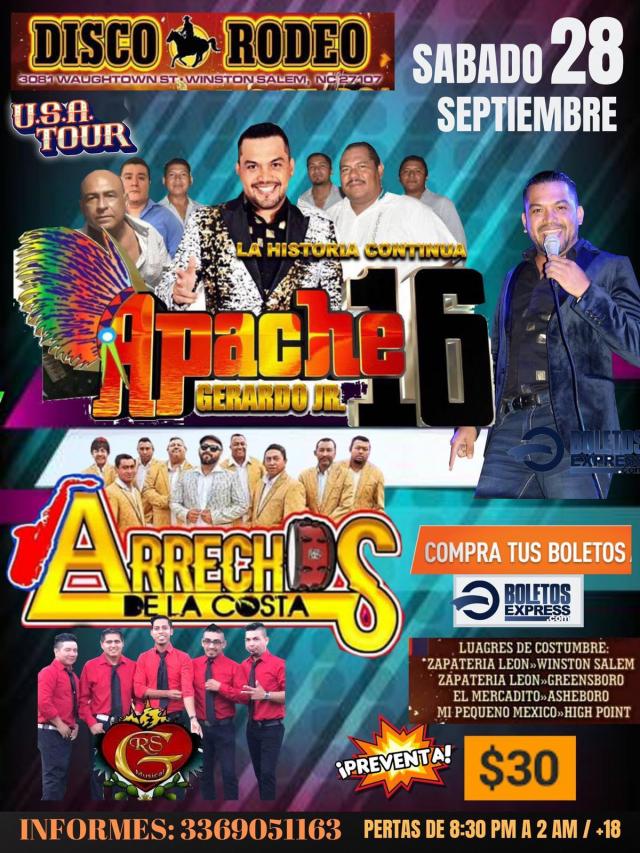 Buy tickets for APACHE 16 GERARDO JR. ARRECHOS DE LA SIERRA & GRS MUSICAL APACHE 16 GERARDO JR. ARRECHOS DE LA SIERRA & GRS MUSICAL