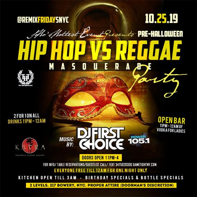 Buy tickets for Katra NYC Halloween HipHop vs Reggae Masquerade Party 2019 Katra NYC Halloween HipHop vs Reggae Masquerade Party 2019