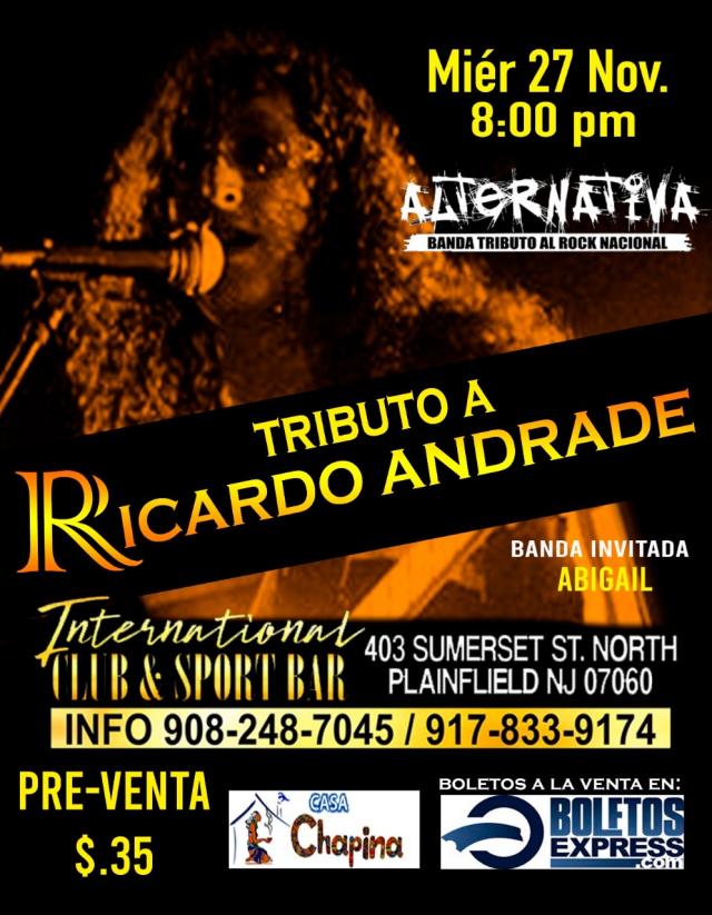 Buy tickets for TRIBUTO A RICARDO ANDRADE TRIBUTO A RICARDO ANDRADE
