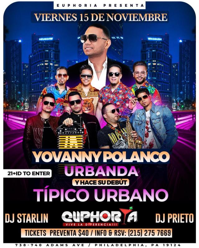 Buy tickets for YOVANNY POLANCO, URBANDA & TIPICO URBANO YOVANNY POLANCO, URBANDA & TIPICO URBANO