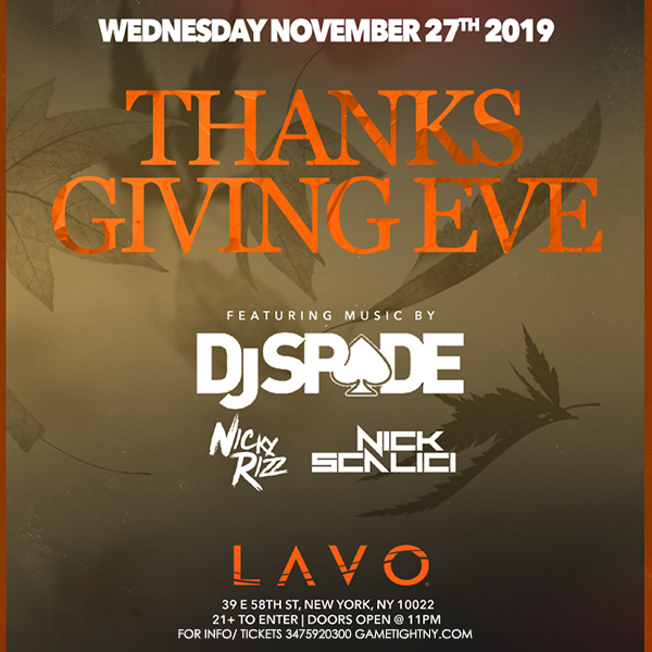 Lavo NYC Thanksgiving Eve party 2019 