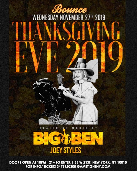Bounce NYC Thanksgiving Eve Party 2019 