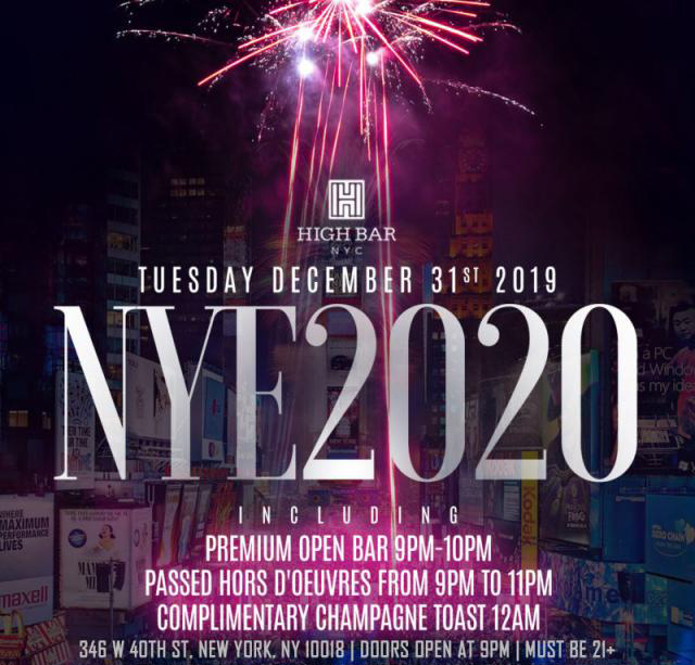 High Bar New Years Eve NYE 2020