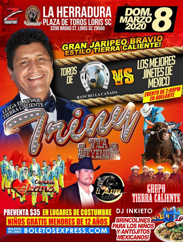 Buy tickets for TRINY Y LA LEYENDA, CORAZÓN GITANO, EL ALAZAN & GRUPO TIERRA CALIENTE TRINY Y LA LEYENDA, CORAZÓN GITANO, EL ALAZAN & GRUPO TIERRA CALIENTE