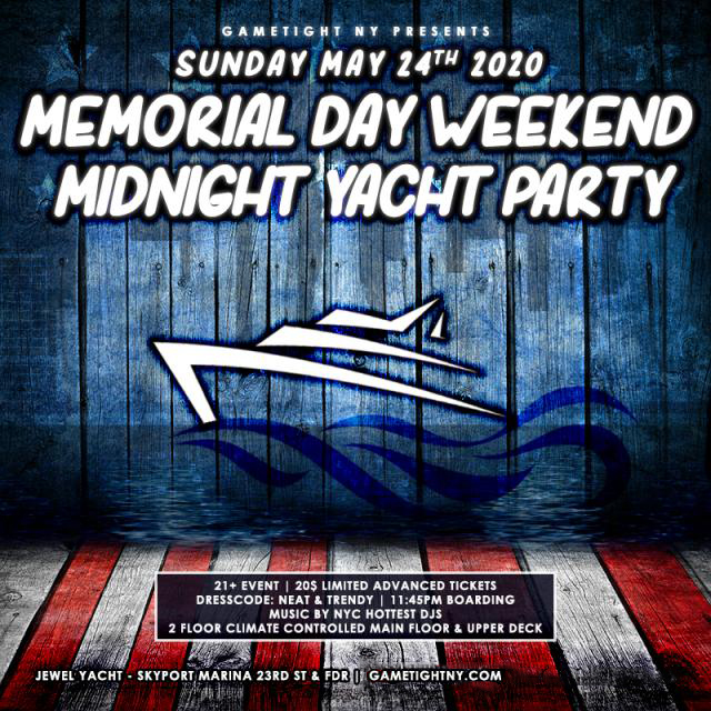 Buy tickets for NYC Memorial Day Sunday Yacht Party Cruise NYC Memorial Day Sunday Yacht Party Cruise
