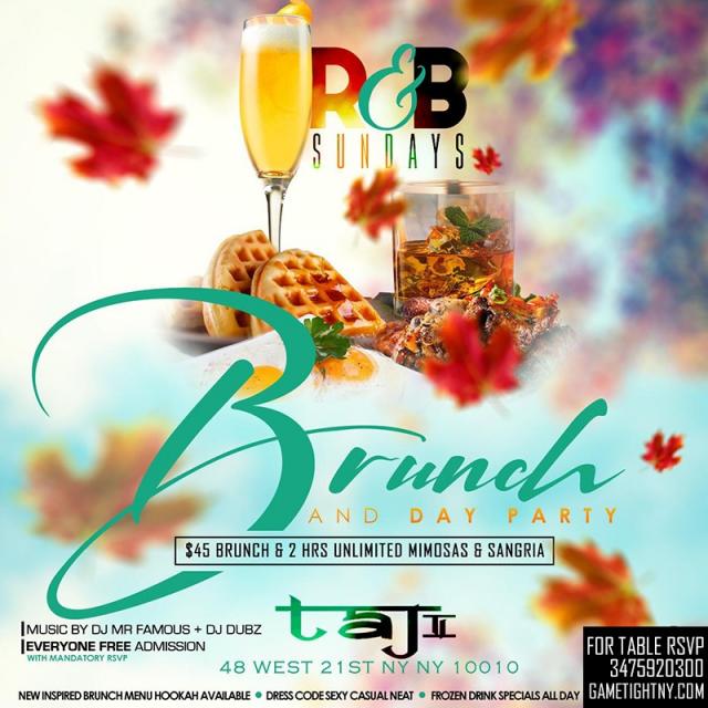 Buy tickets for Taj Lounge R&B Sunday Funday Brunch Party & Day Party Taj Lounge R&B Sunday Funday Brunch Party & Day Party