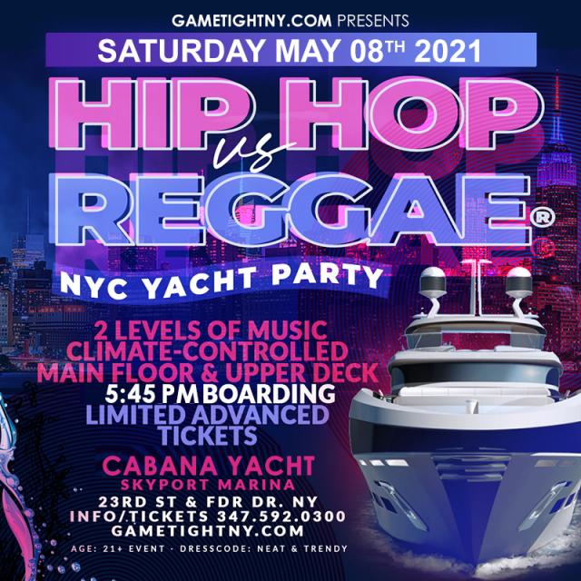 Hip Hop vs Reggae® NYC Sunset Cruise Skyport Marina Cabana Yacht