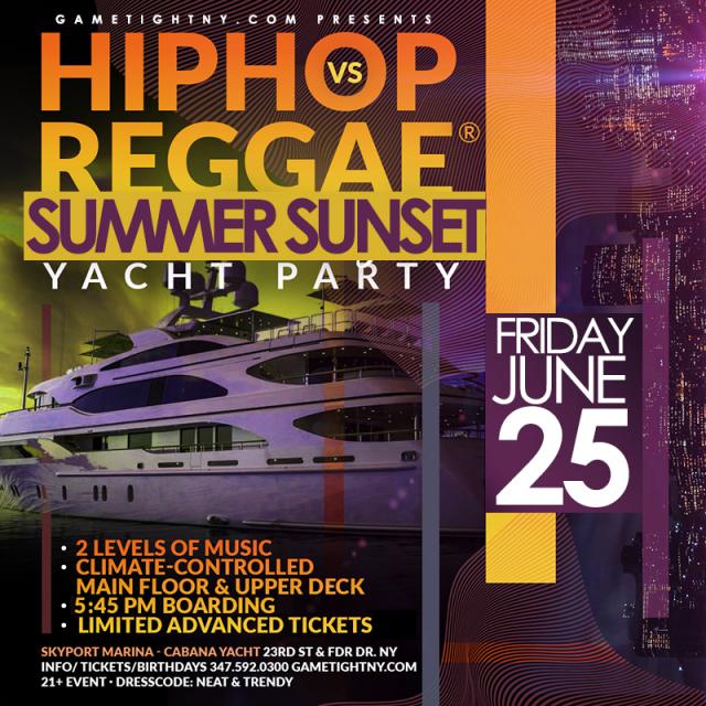 Buy tickets for NYC Hip Hop vs Reggae® Yacht Party NYC Hip Hop vs Reggae® Yacht Party