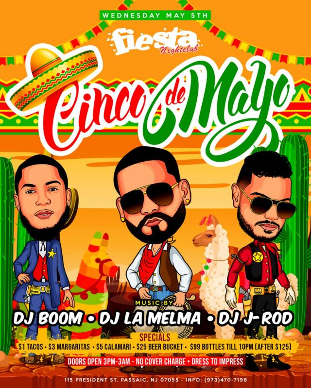 WED 5 DE MAYO CON DJ BOOM, DJ LA MELMA AND DJ JROD