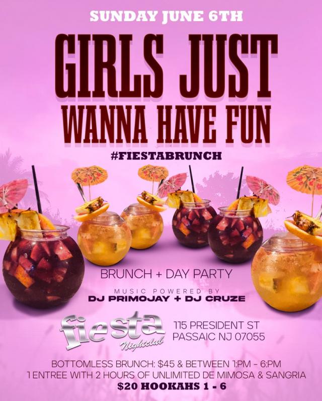 Buy tickets for FIESTA BRUNCH + DAY PARTY BOTTOMLESS BRUNCH $45 BETWEEN 1 PM - 6PM FIESTA BRUNCH + DAY PARTY BOTTOMLESS BRUNCH $45 BETWEEN 1 PM - 6PM