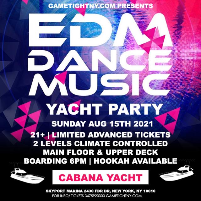 Buy tickets for Manhattan EDM Sunday Sunset Yacht Cruise Skyport Marina Cabana Yacht Manhattan EDM Sunday Sunset Yacht Cruise Skyport Marina Cabana Yacht