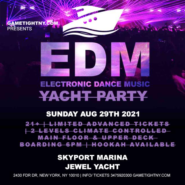 Buy tickets for EDM Sunset Yacht Party Sunday Funday Cruise Skyport Marina Jewel Yacht 2021 EDM Sunset Yacht Party Sunday Funday Cruise Skyport Marina Jewel Yacht 2021