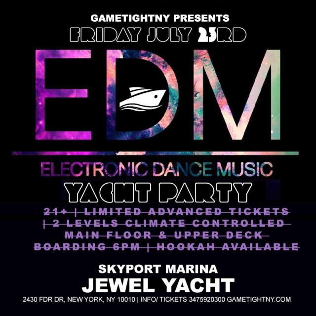 NYC EDM Friday Sunset Yacht Party Cruise Skyport Marina Jewel Yacht 2021