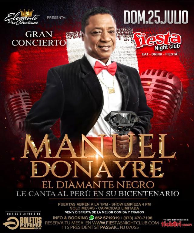 Buy tickets for MANUEL DONAYRE El Diamante Negro Le Canta la Peru en su Bicentenario MANUEL DONAYRE El Diamante Negro Le Canta la Peru en su Bicentenario