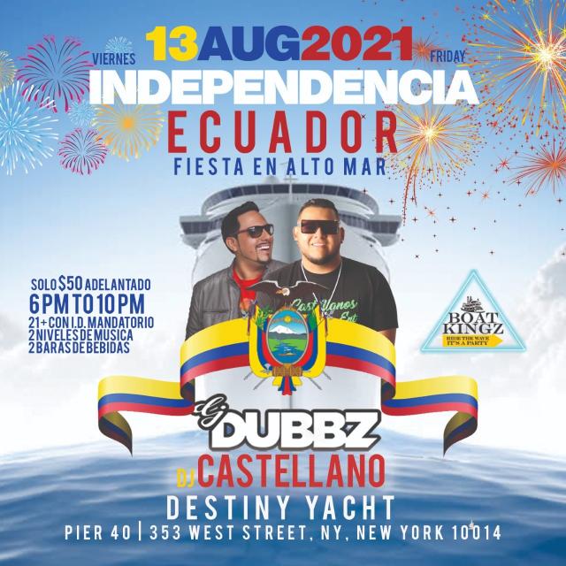 Buy tickets for Ecuadorian Independence Summer Cruise At Destiny Yacht Ecuadorian Independence Summer Cruise At Destiny Yacht