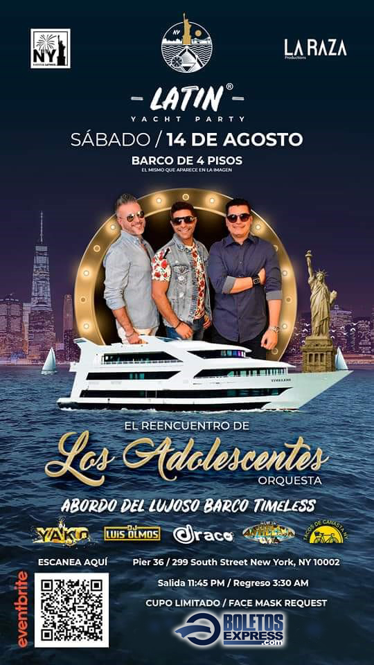 Buy tickets for LOS ADOLESCENTES EN BARCO DE LUJO POR NY LOS ADOLESCENTES EN BARCO DE LUJO POR NY