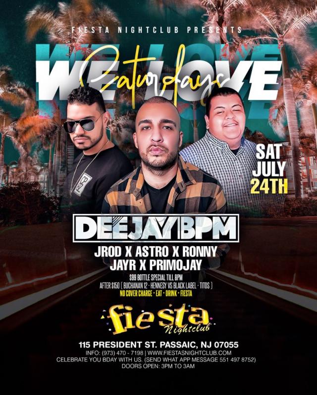 Buy tickets for Fiesta Saturdays DEEJAY BPM No Cover Charge Fiesta Saturdays DEEJAY BPM No Cover Charge