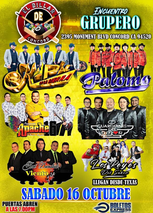 Buy tickets for K PAZ DE LA SIERRA / PALOMO / APACHE 16 / GUARDIANES DEL AMOR / LOS DIOSDADO / LOS REYES DEL SABOR K PAZ DE LA SIERRA / PALOMO / APACHE 16 / GUARDIANES DEL AMOR / LOS DIOSDADO / LOS REYES DEL SABOR