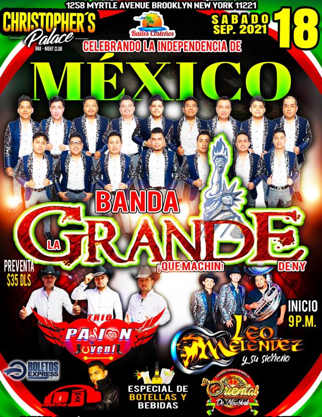 Buy tickets for Banda La Grande de NY / Trio Pasion Juvenil / Leo Melendez / Comparsa de Chinelos la Oriental / DJ Negrito Mix Banda La Grande de NY / Trio Pasion Juvenil / Leo Melendez / Comparsa de Chinelos la Oriental / DJ Negrito Mix