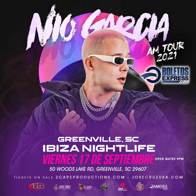 Buy tickets for NIO GARCIA AM TOUR 2021 GREENVILLE NIO GARCIA AM TOUR 2021 GREENVILLE