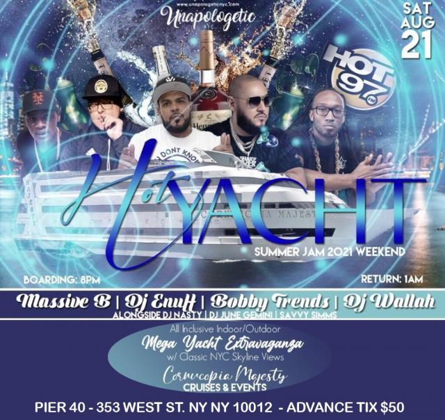 NYC Hot97 Summer Jam Weekend Yacht Party 2021 at Pier 40 Cornucopia Majesty