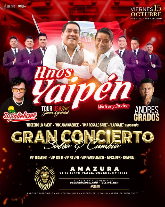 Buy tickets for HERMANOS YAIPEN - QUEENS NY. VIERNES, OCT. 15, 2021 (POSTPONED) HERMANOS YAIPEN - QUEENS NY. VIERNES, OCT. 15, 2021 (POSTPONED)