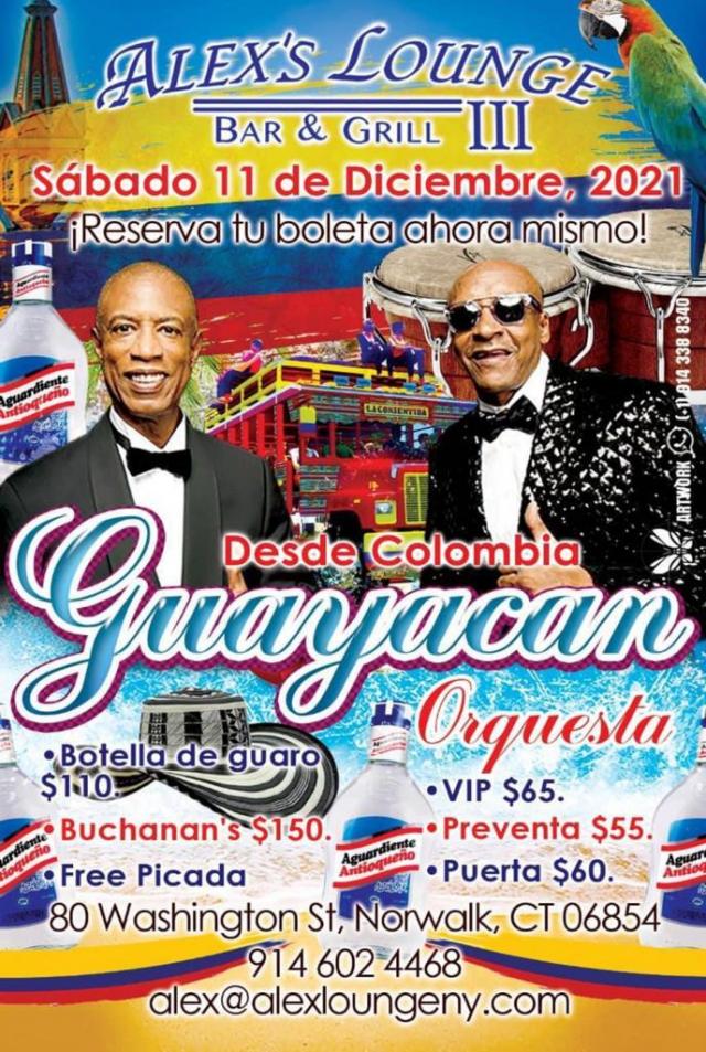 Buy tickets for GUAYACAN ORQUESTA SABADO 11DIC, ALEX'S LOUNGE, NORWALK CT GUAYACAN ORQUESTA SABADO 11DIC, ALEX'S LOUNGE, NORWALK CT