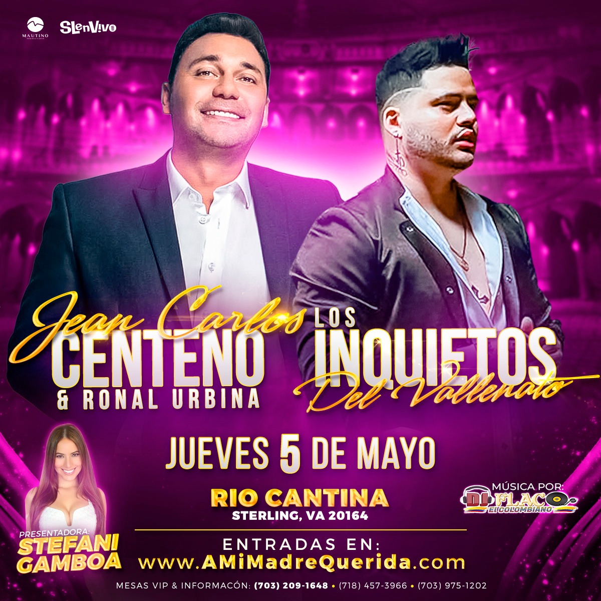 Buy tickets for JEAN CARLOS CENTENO & LOS INQUIETOS DEL VALLENATO ! VIRGINIA JEAN CARLOS CENTENO & LOS INQUIETOS DEL VALLENATO ! VIRGINIA