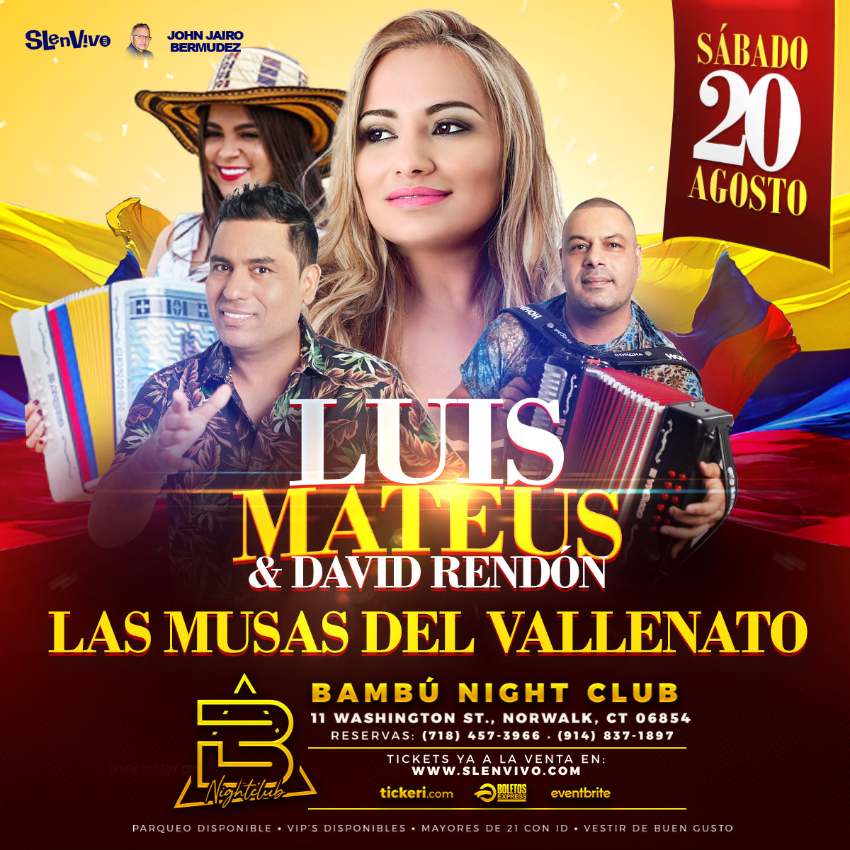 Buy tickets for LUIS MATEUS & DAVID RENDON EN NORWALK CT! LUIS MATEUS & DAVID RENDON EN NORWALK CT!