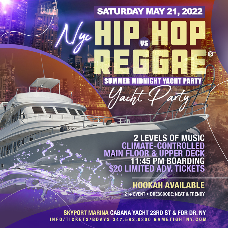 Buy tickets for Saturday Midnight NYC Hip Hop vs Reggae® Cruise Skyport Marina Cabana 2022 Saturday Midnight NYC Hip Hop vs Reggae® Cruise Skyport Marina Cabana 2022