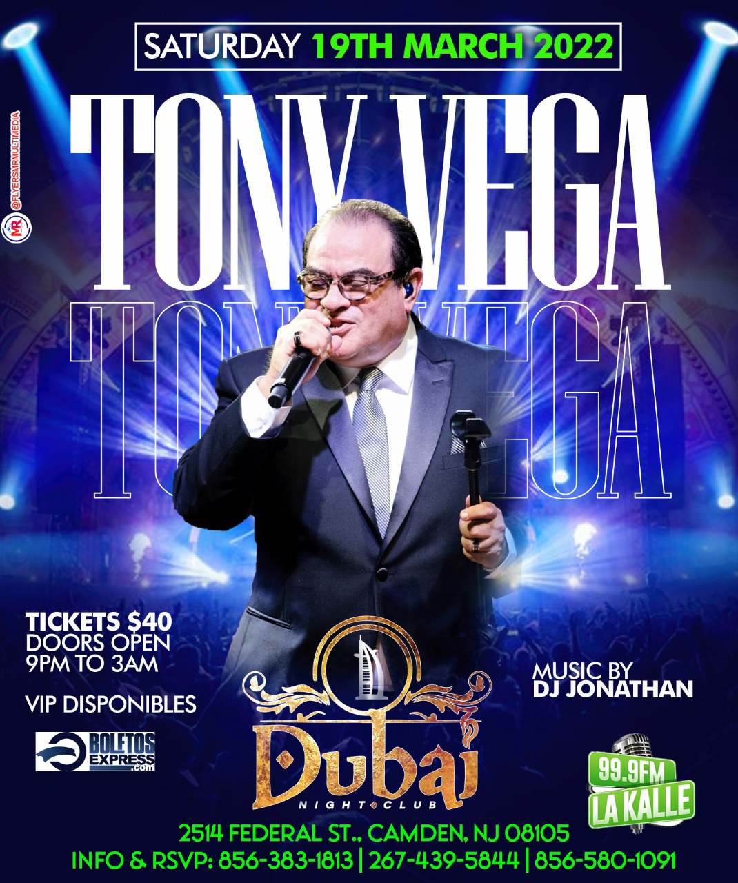 Buy tickets for TONY VEGA TONY VEGA